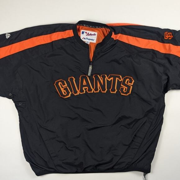 San Francisco Giants Quarter Zip Pullover AUTHENTIC Majestic MLB Baseball XXL - Picture 2 of 7